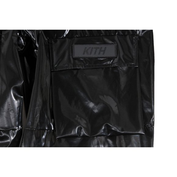 Kith Men Cargo Jogging Pants Size Small Gloss Black Logo Stretch Track Trousers - Picture 4 of 12